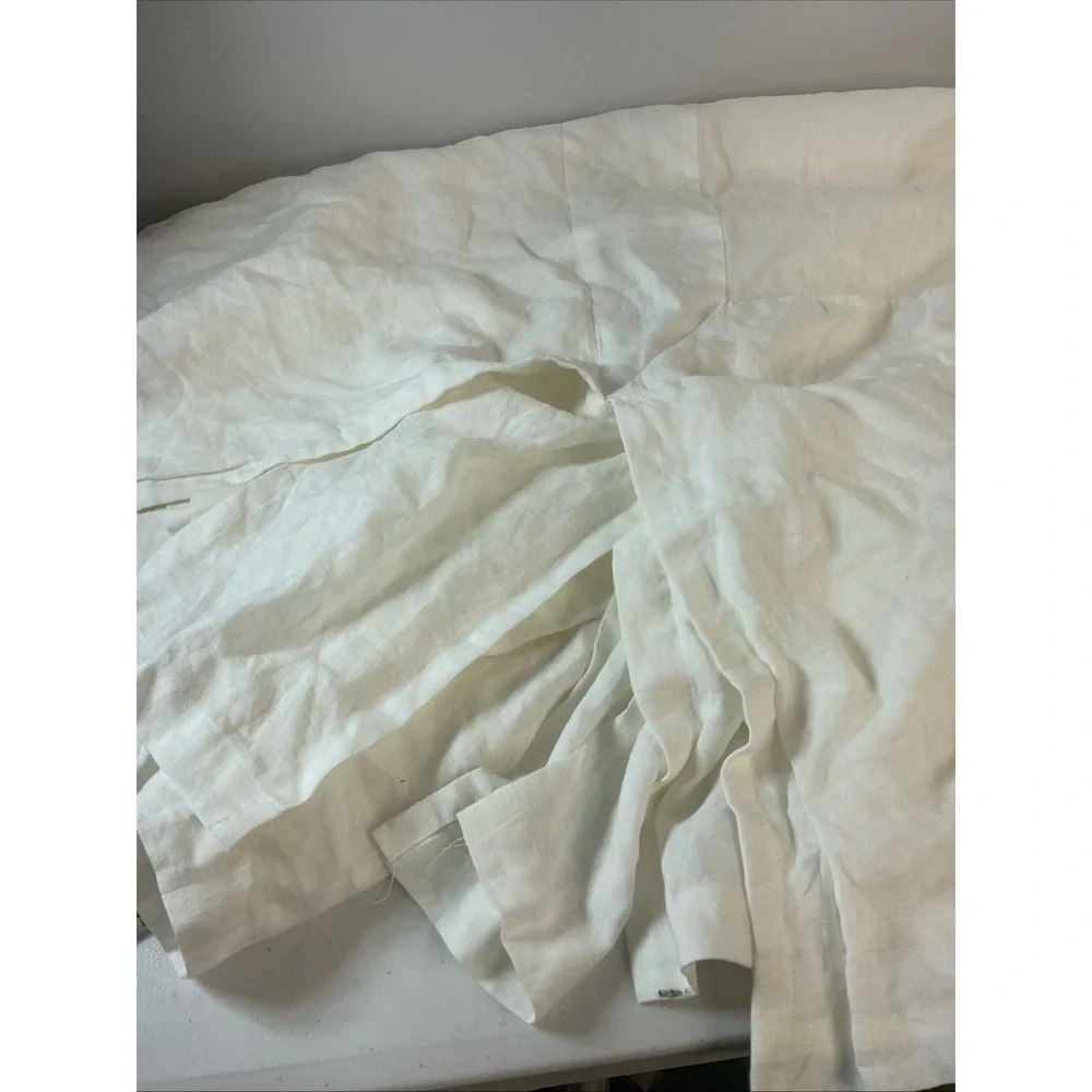 POTTERY BARN 100% LINEN BED SKIRT QUEEN Ivory 14